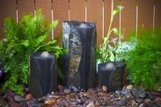 Double-Textured Basalt Columns by Kingdom Landscaping
