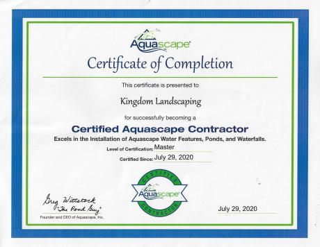 Kingdom Landscaping Master Certified Aquascape Contractor (CAC)